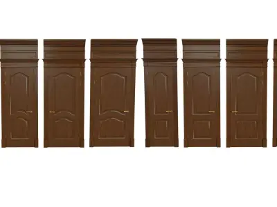 Classic wooden door 06 Low-poly 3D model