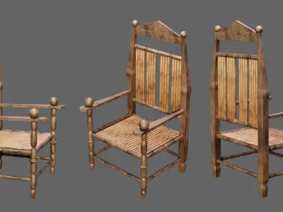 PBR WOOD FURNITURES - Collection 02  - 4K Textures Game Ready Low-poly 3D model