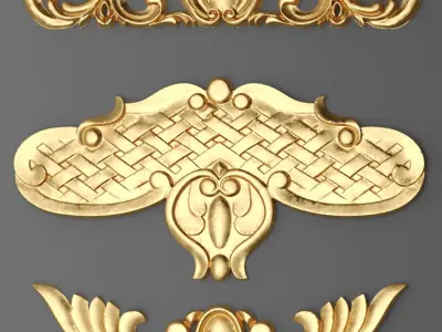 luxury 2 set of ornate gold ornaments 3D model