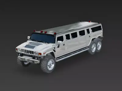 Massive 6x6 SUV Limousine 3D Model Low-poly 3D model
