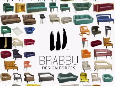 Brabbu Collection sofa with gold legs 3D model