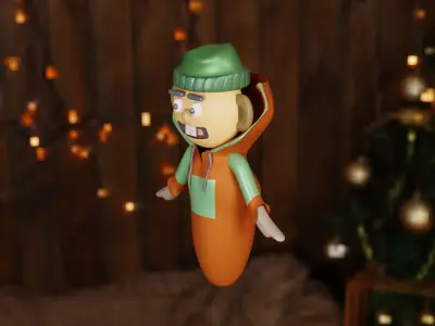 Stylized 3D Cartoon Character  Winter Hoodie Boy Game Ready  Free 3D model