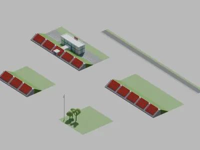 Stadium low poly upgradable modular kit Low-poly 3D model