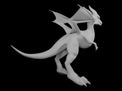 Mini Fire Dragon Low-poly 3D model