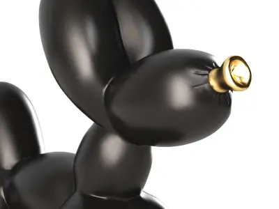 Balloon figurine - a dog with a golden nose 3D model