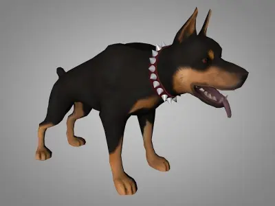 Doberman pinscher Low-poly 3D model