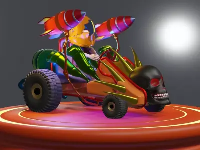 Go-Kart Game Ready 3D Model robot car Low-poly 3D model