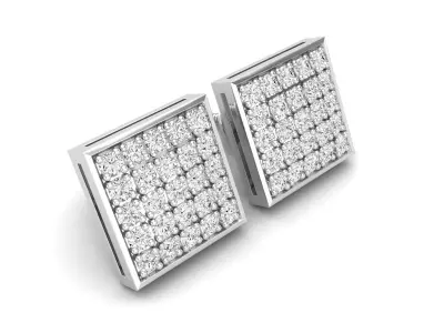 AV 493 Diamond Square Men Hip Hop Iced Stud Earrings 3D print model