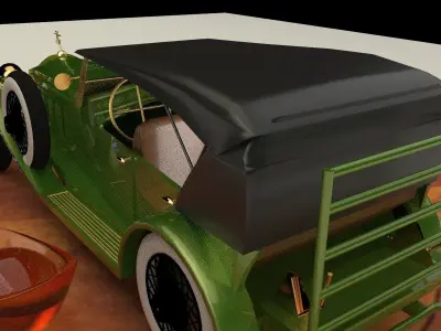 Chinese gold ingot with Antique car 3D model