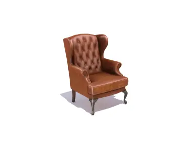 Classic Leather Wingback Armchair Low-poly 3D model