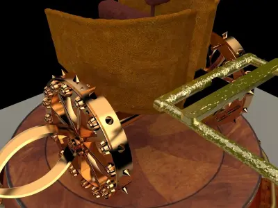 Chinese display stand with chariot 3D model