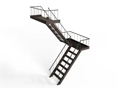 Industrial Stairs - Game Ready - Fully Modular - Low-poly 3D model