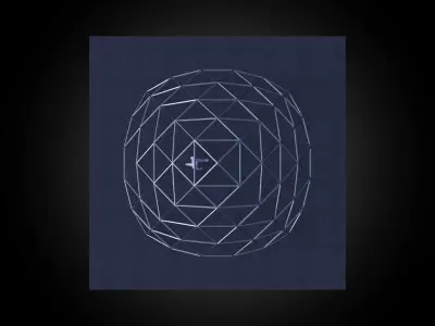 Dome pointed triangulated wire-frame structure geodesic design Low-poly 3D model