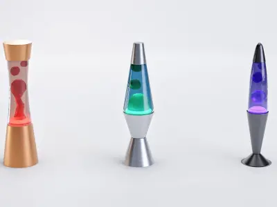 Set of Retro Lava Lamps - Decorative Interior Pack Low-poly 3D model