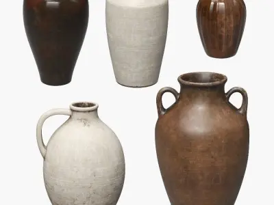 Artisan hand painted vases 02 3D model