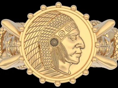 Girl snake Indian ring gold printable jewelry 3D print model