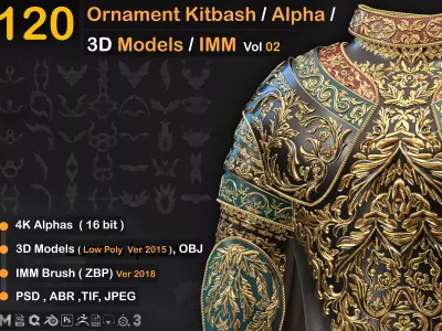 120  Ornament Kitbash - Alpha -3D Models - IMM  vol 02 Low-poly 3D model