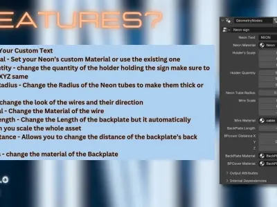 Procedural Neon Sign 3D model