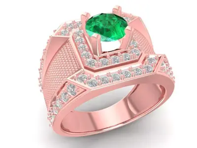 Luxury Emerald Diamond Men Ring 2213 3D print model