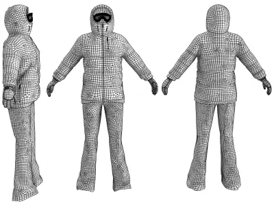 Ski Outfit Low-poly 3D model