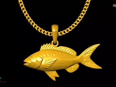 Fish pendant charms - one inch pendant 3D print model get