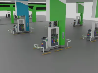 Gas Station Low-poly 3D model buy