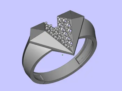 Geometric heart-shaped ring 3D print model