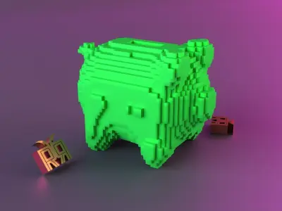Voxel piggy bank Free 3D print model