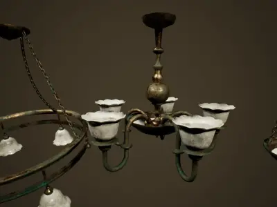 Antique Chandelier - PBR Game Ready Low-poly 3D model Low-poly 3D model