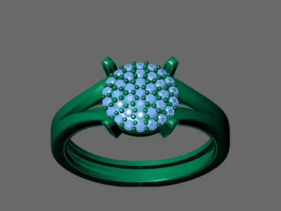 Womens Rings With Stone Ring Ready STL 3DM Models Rings women 3D print model 27