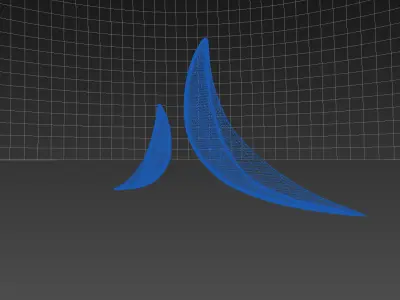 delfin 3D model two sculptures in water at night 3D model