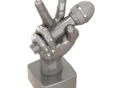 Figurine of a hand with a microphone 3D model