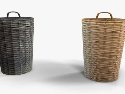 Basket 4 wicker Low-poly 3D model