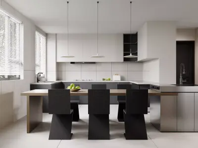 Modern living room dining room interior scenes 563 3D model