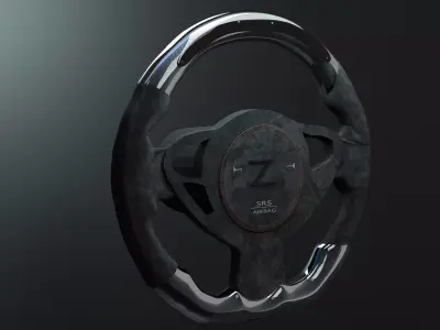 3d model of nissan car steering Low-poly 3D model