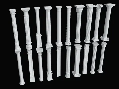 Classical Columns pillar decorate Low-poly 3D model