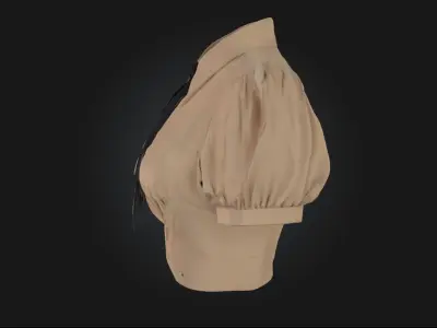Puff Sleeve Khaki Blouse  Classic Comfort with a Touch  3D model