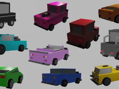 Low Poly Cars Pack with 10 3D model Low-poly 3D model