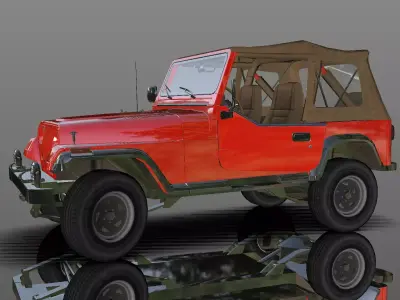 Hunting Adventure Jeep with Interior Lowpoly 3D Model  Low-poly 3D model