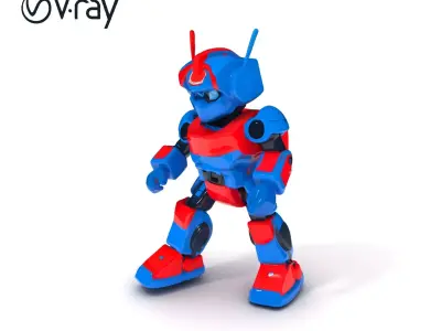 Retro Robot Model Pack for Animation and Games Low-poly 3D model