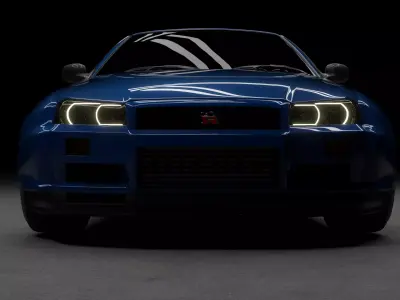 Nissan Skyline R34 with Bodykit 2 Low-poly 3D model