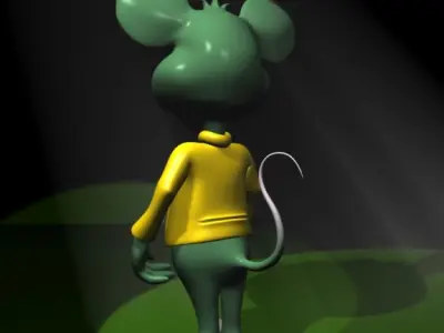 Green Mouse RIGGED Low-poly 3D model