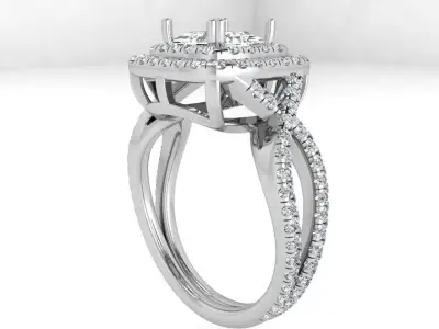 Square Double Halo Twisted Ring 3559 3D print model