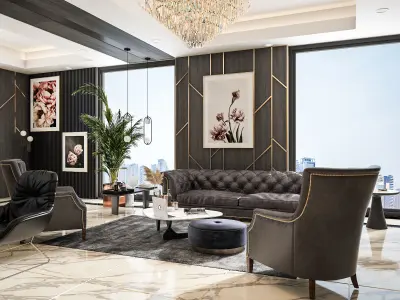 Luxury Boss Office Design 3D model