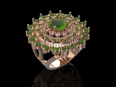 Fashion Ring With Brilliants 3D Print Model 3D print model