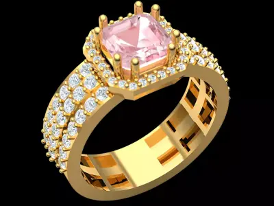 Radiant Rose Gold Crown Ring 3D print model