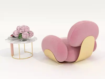 Modern Coffee Table and Armchair Set 76 3D model