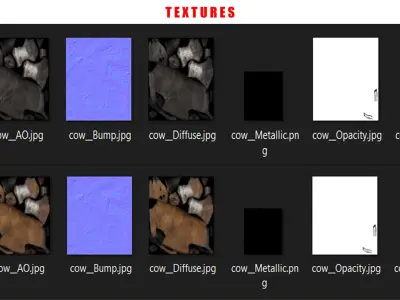 COW ANIMATED 4 COLORS 2 Low-poly 3D model