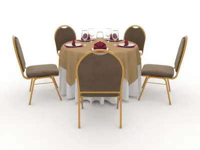 Banquet Table and Chair 16 3D model