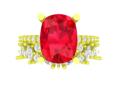 A7534 Luxury Cushion Diamond Engagement Ring 3D Model 3D print model